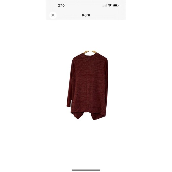 LOGO Lori Goldstein Maroon Assymetrical Pocket Full Zip Jacket Sweater Large - Picture 8 of 8